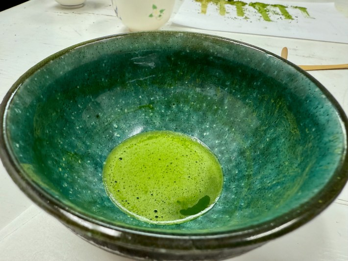 Matcha is traditionally drank with water and whisked until frothy.
